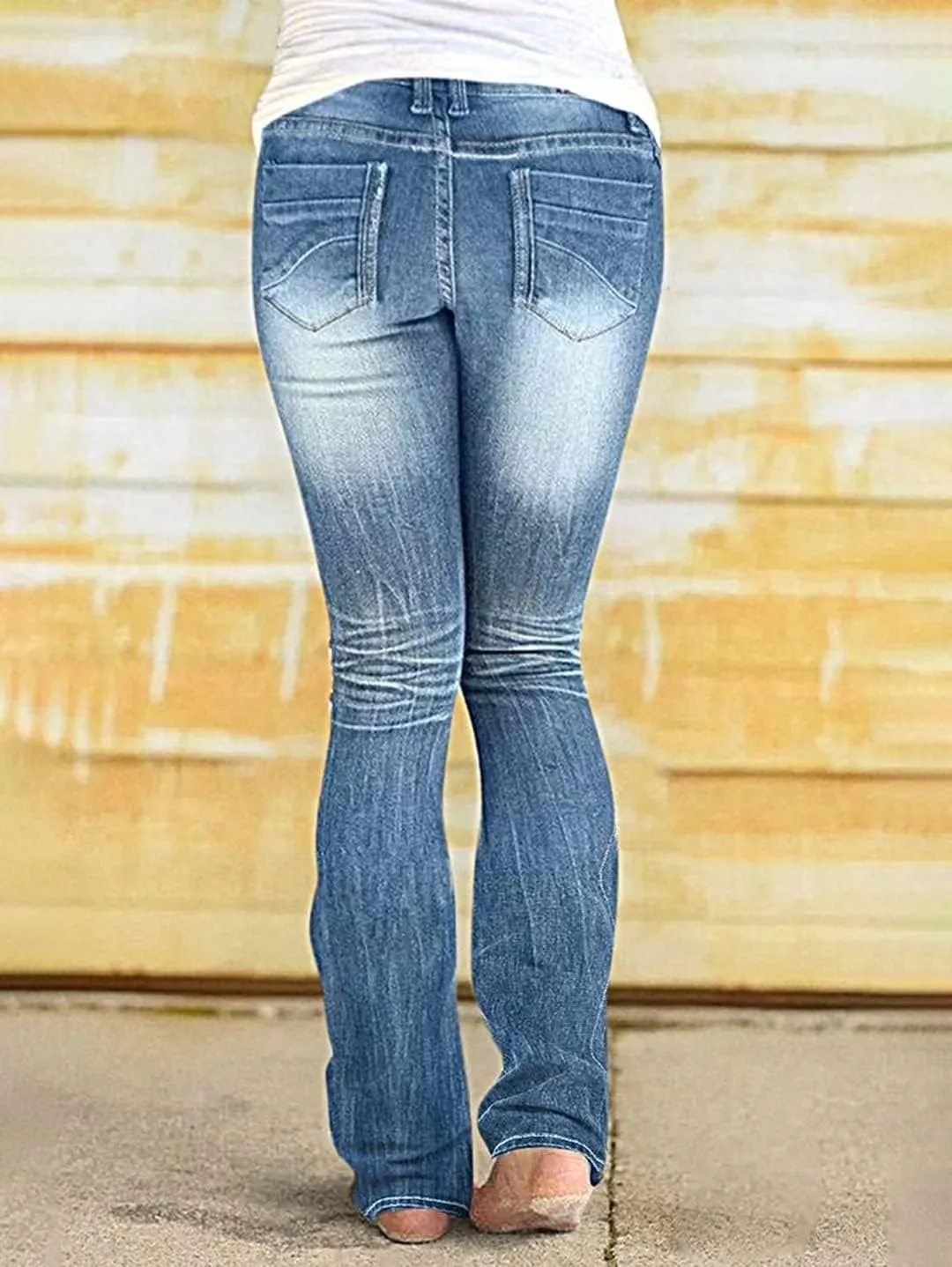 Flamingals Bootcut Jeans for Women Low Waisted Stretchy Skinny Jeans Ripped Distressed Wash Vintage Trendy Denim Jeans