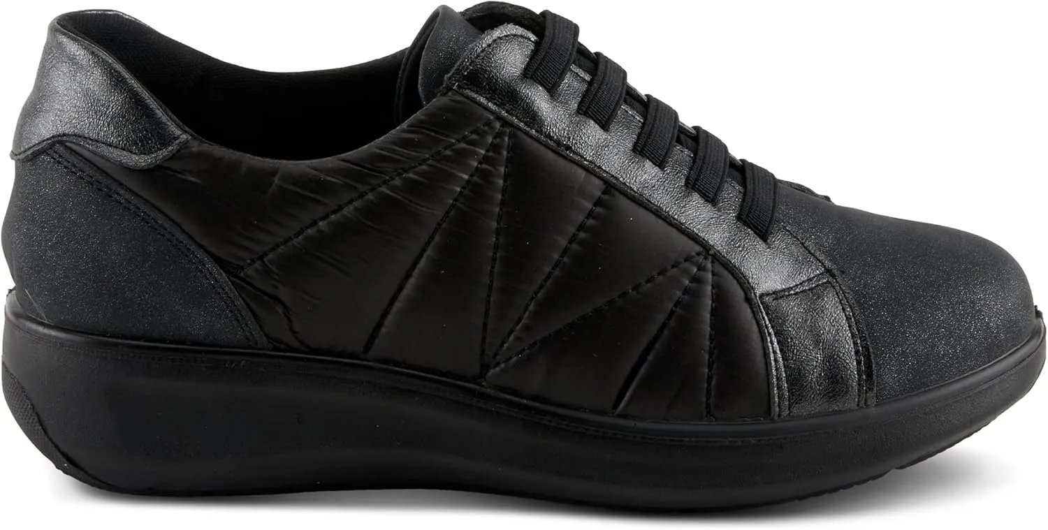 Flexus Women's ESPITIA Fashion Sneakers with Elastic Laces, Metallic Accents, and Comfortable Fit