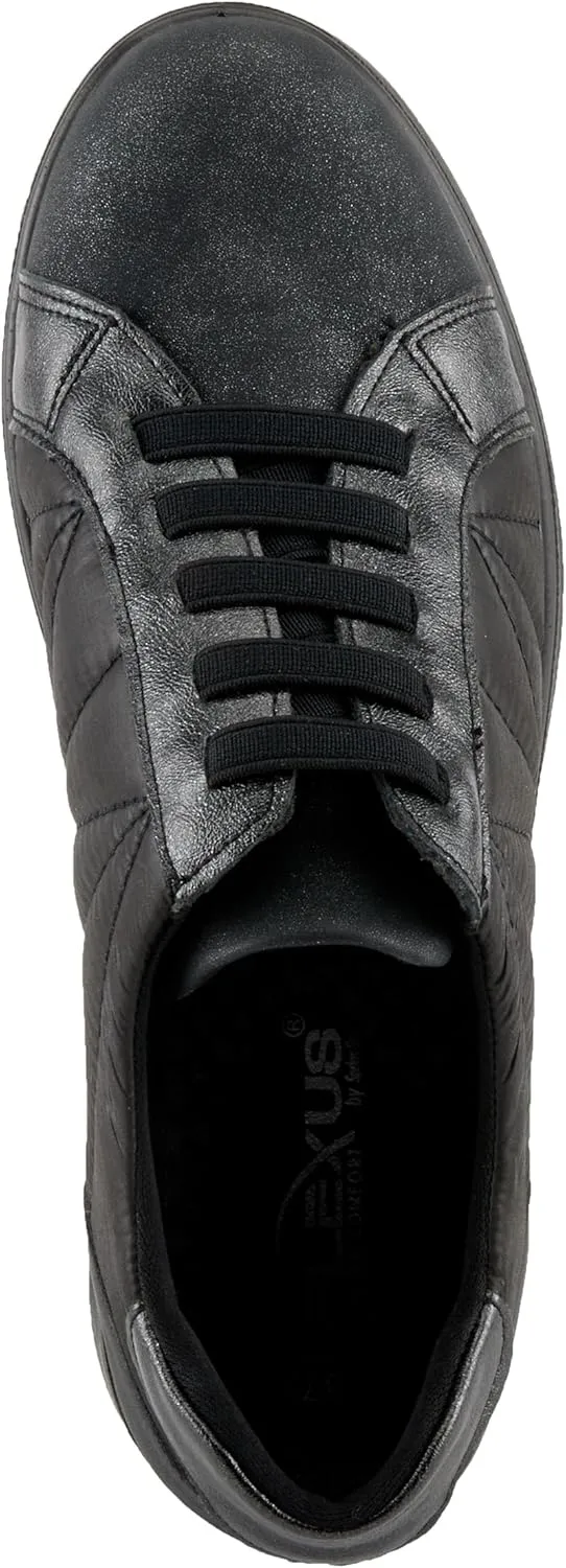 Flexus Women's ESPITIA Fashion Sneakers with Elastic Laces, Metallic Accents, and Comfortable Fit