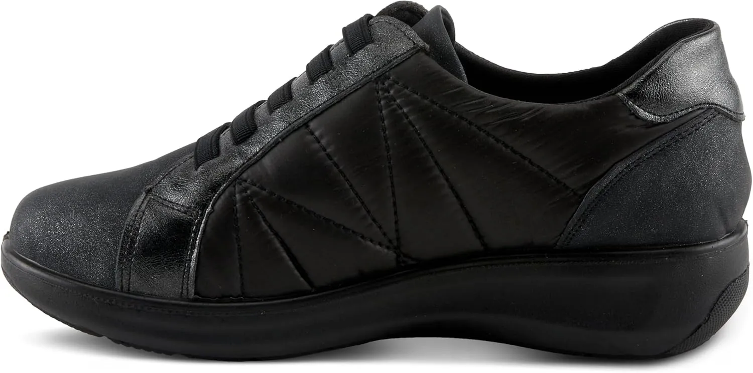 Flexus Women's ESPITIA Fashion Sneakers with Elastic Laces, Metallic Accents, and Comfortable Fit