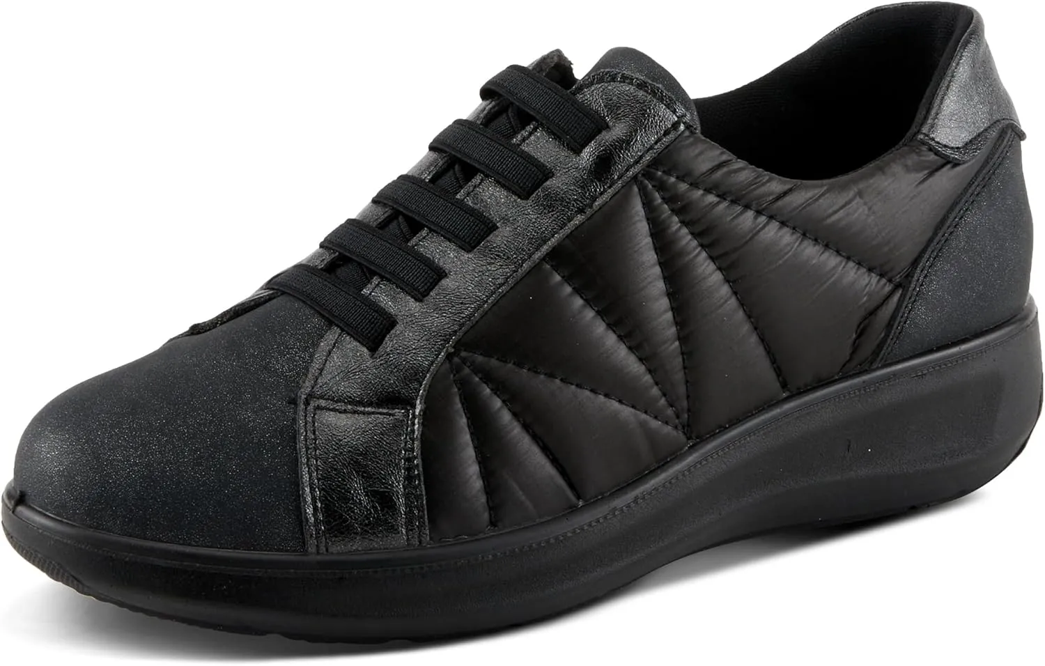 Flexus Women's ESPITIA Fashion Sneakers with Elastic Laces, Metallic Accents, and Comfortable Fit
