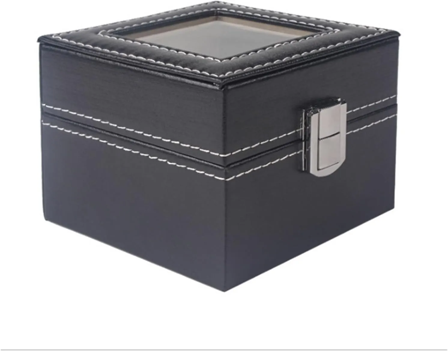 FLIPP 2-position watch box, transparent window, storage box with metal buckle, suitable for watch and jewelry storage