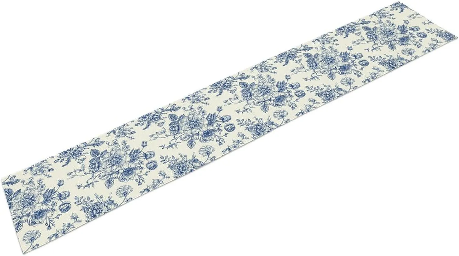 Floral Table Runner,Blue Flower Table Decoration Chinoiserie Dinner Table Decoration for Home Living Room Kitchen Dining Room Party Indoor Outdoor 13x36in