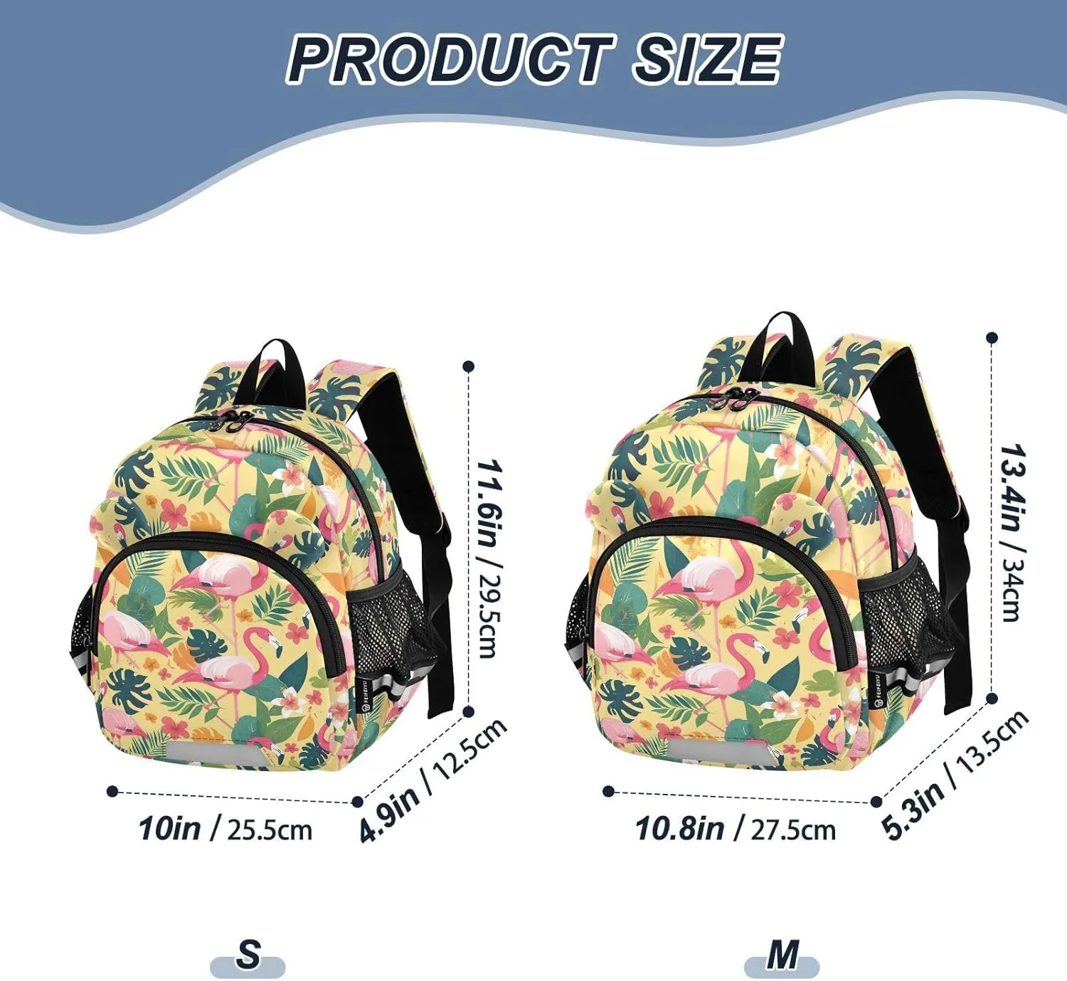 Flower Pink Preschool Backpack Flamingo Daycare Bookbag School Backpack with Traction Rope for Kids 3-6