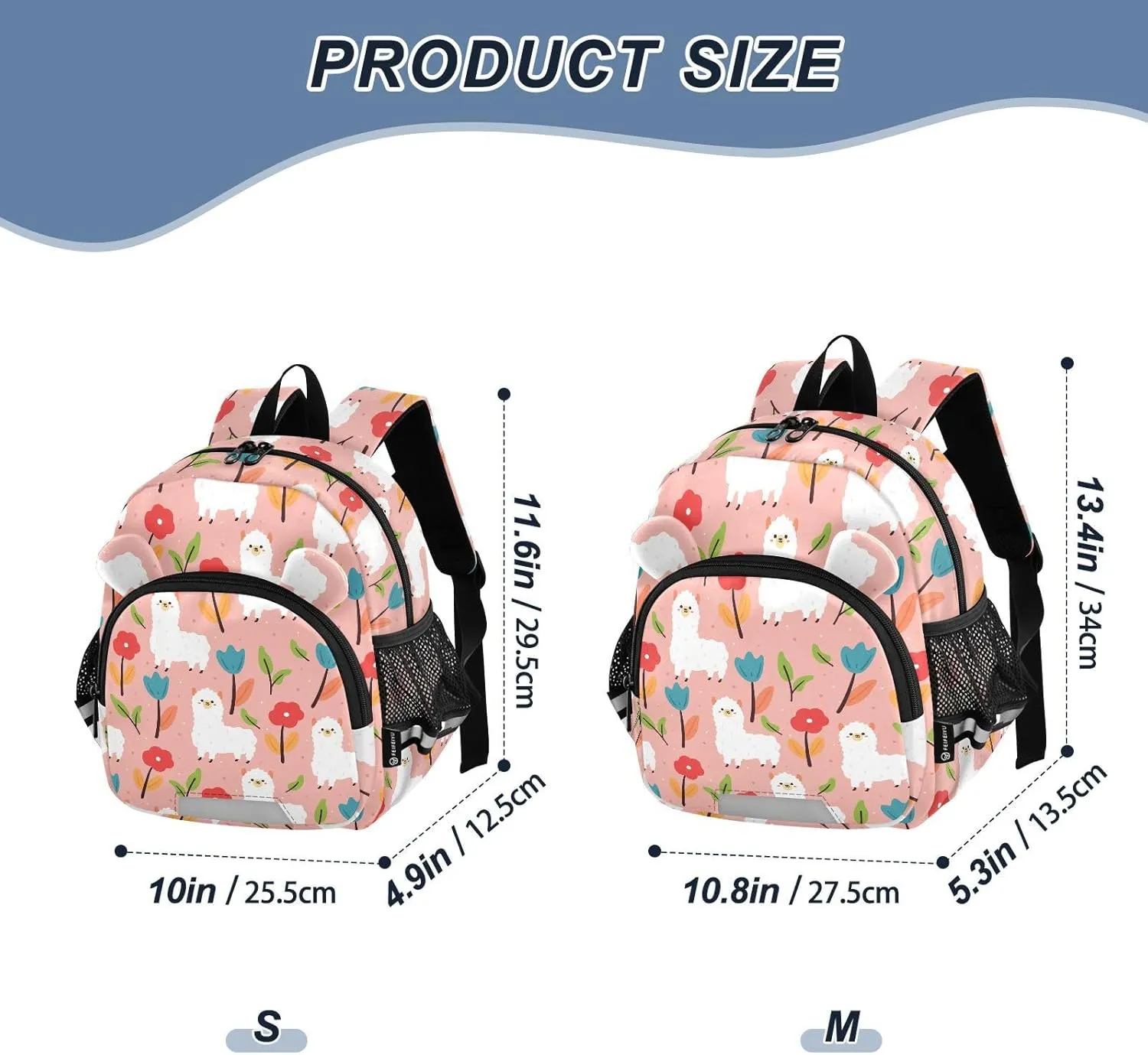 Flower Plant Preschool Backpack Cartoon Llama Daycare Bookbag School Backpack with Traction Rope for Kids 3-6