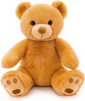 Fluffy Teddy Bear Stuffed Animals Plush Toys with Lattice Tie for Kids Babies Birthday Bedtime, 12 inches