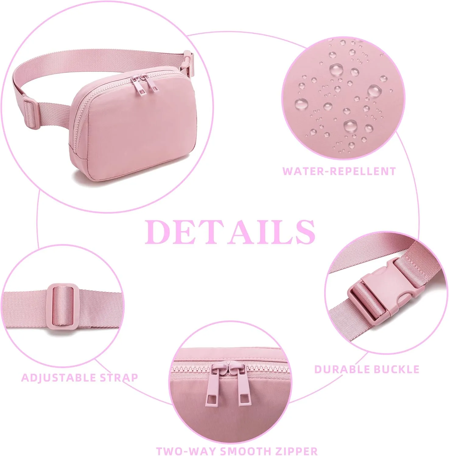FODOKO Unisex Two-way Zipper Belt Bag