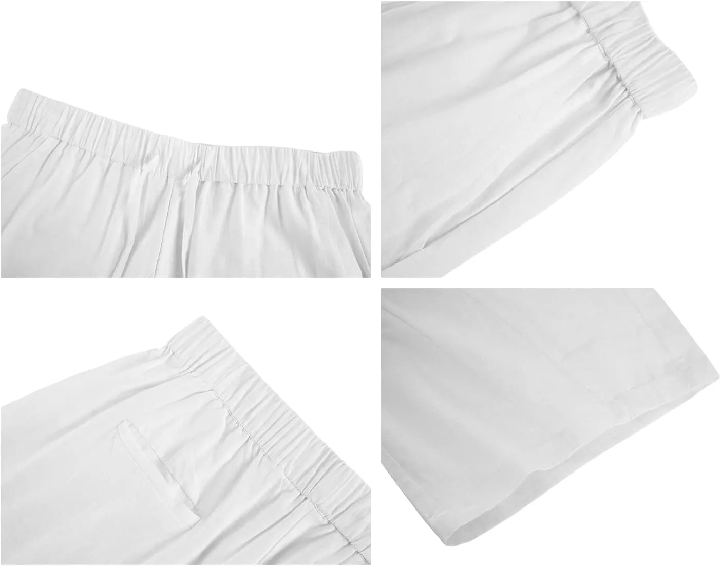 Fommykin Men's Cotton Linen Capri Pants Baggy Harem Drawstring Yoga Beach Pants with Pockets