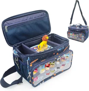 for Tonies Carrying Case, Toniebox Case for Tonies Figures,Tonie Characters, Tonies Storage and Organizer with Shoulder Strap,Tonies Box Starter Set,Tonies Headphones,Charging Station Bag (Blue)