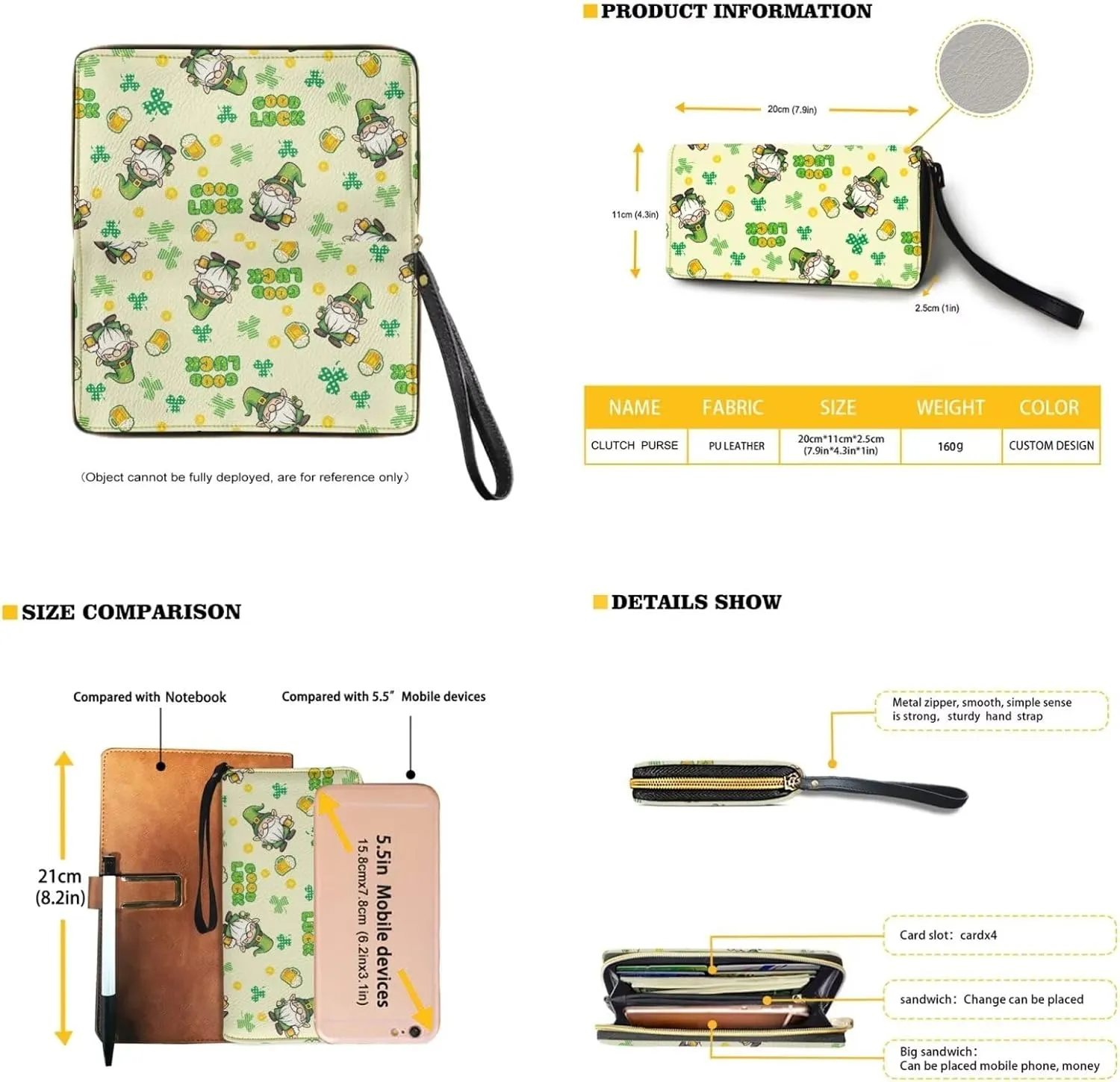 FOR U DESIGNS Travel Crossbody Bags for Women Leather Hobo Bags St. Patrick's Day Green Leaves Purse and Wallet Set