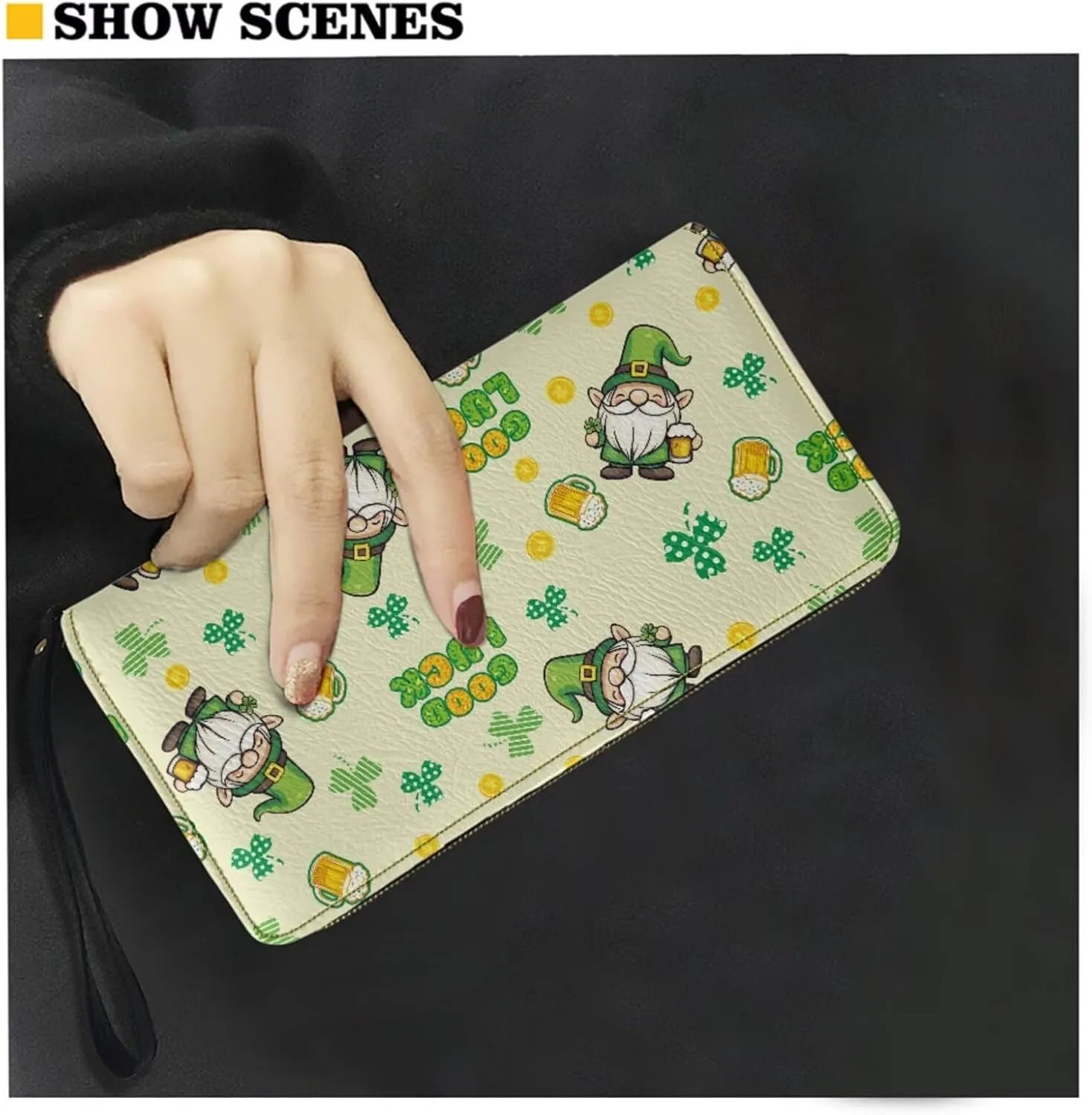 FOR U DESIGNS Travel Crossbody Bags for Women Leather Hobo Bags St. Patrick's Day Green Leaves Purse and Wallet Set