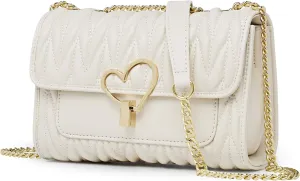 FOXLOVER Quilted Crossbody Bags for Women Faux Leather Trendy Purses Shoulder Bag with Chain