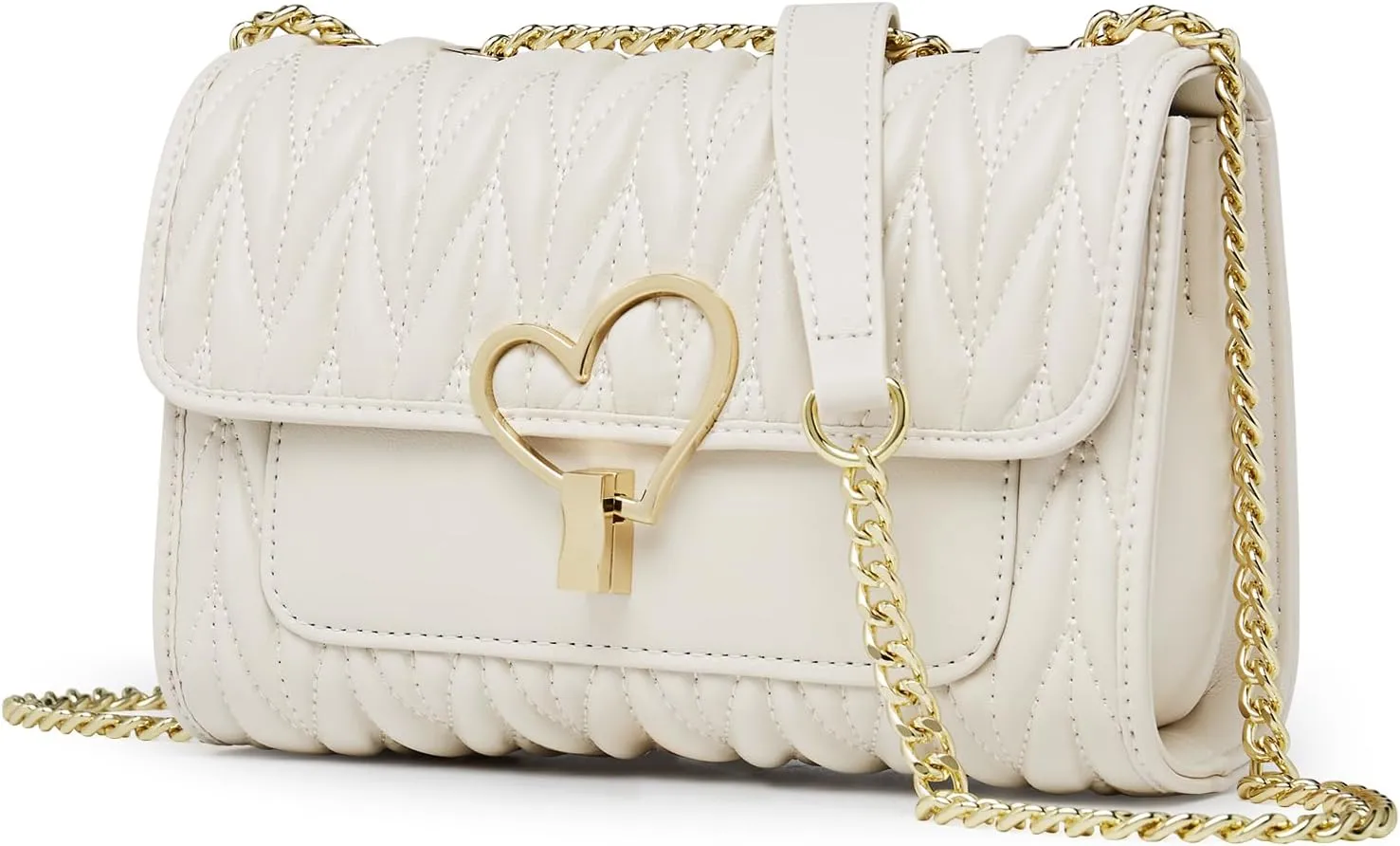 FOXLOVER Quilted Crossbody Bags for Women Faux Leather Trendy Purses Shoulder Bag with Chain