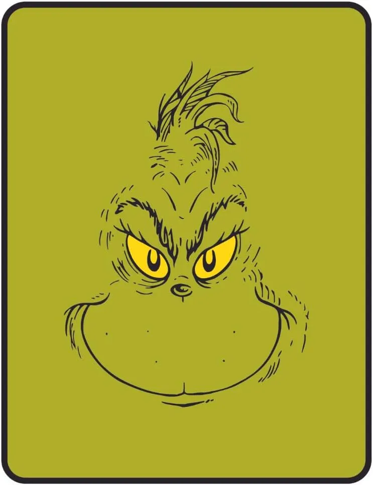 FRANCO Collectibles Dr. Seuss The Grinch Holiday Christmas Bedding Super Plush Cozy Throw, 46 in x 60 in, (Officially Licensed Product)