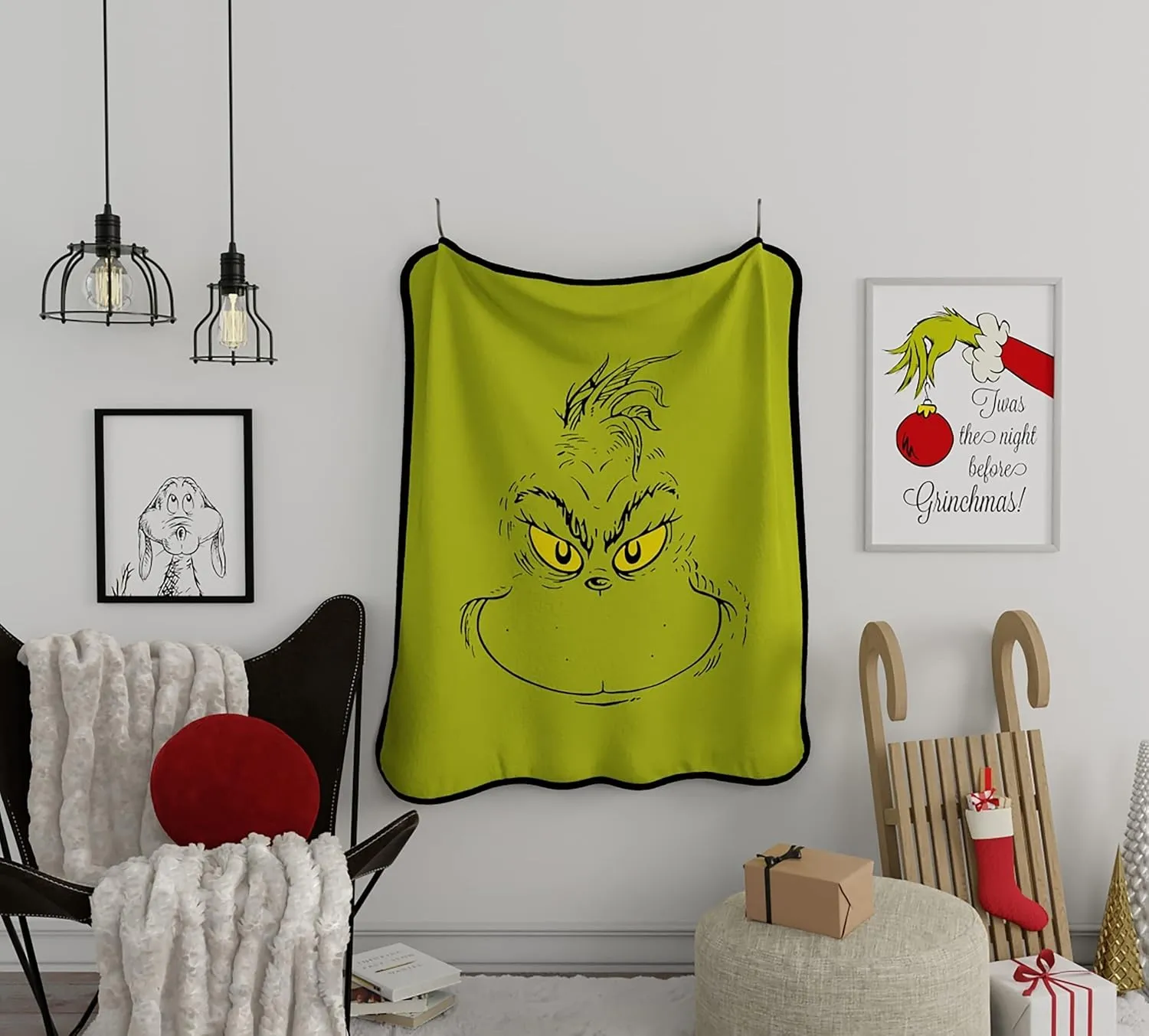 FRANCO Collectibles Dr. Seuss The Grinch Holiday Christmas Bedding Super Plush Cozy Throw, 46 in x 60 in, (Officially Licensed Product)