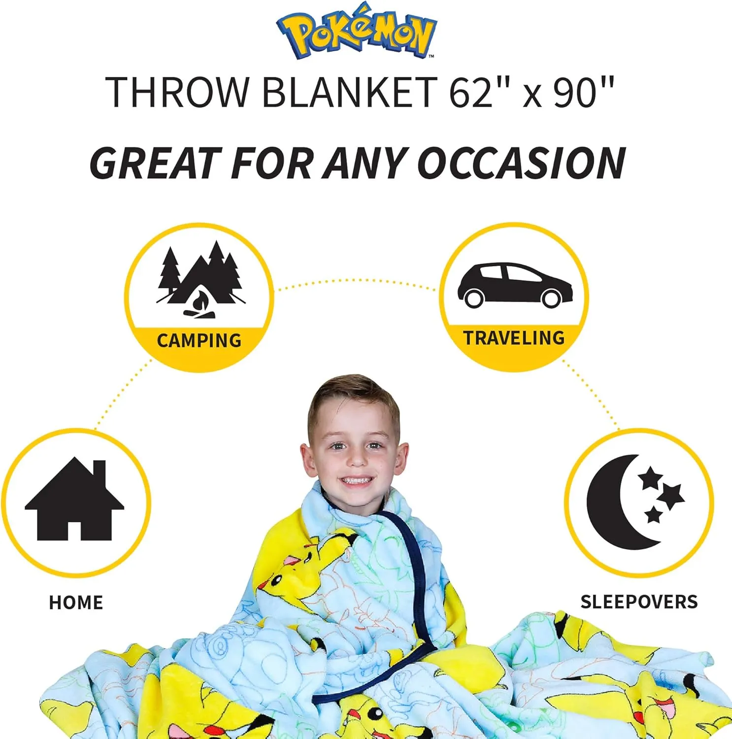 Franco Kids Bedding Super Soft Plush Throw Blanket, 62 in x 90 in, Pokemon