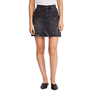 Free People Womens Hallie Denim Jean Skirt Black 28