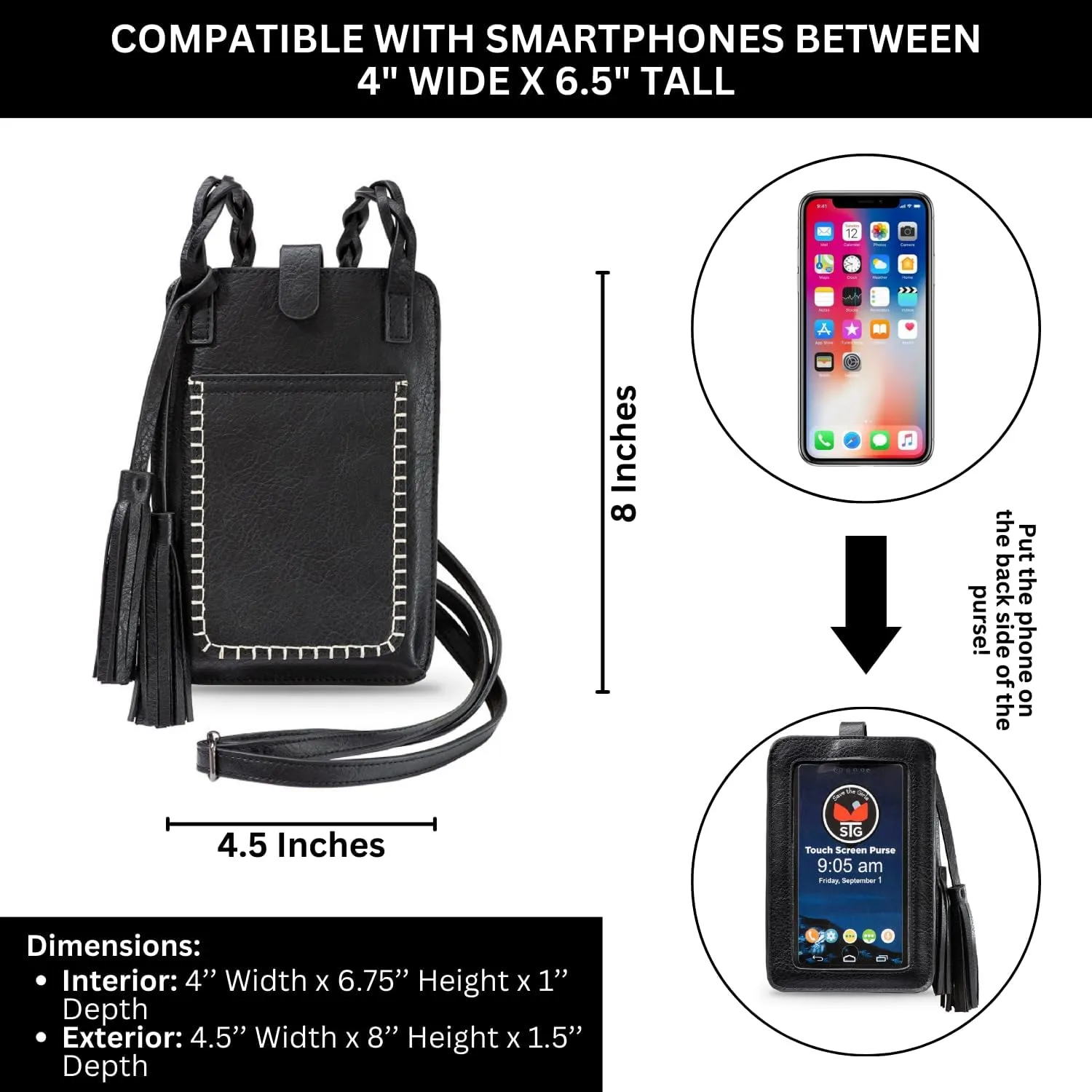 Free Spirit Touchscreen Purse Lightweight Smartphone Purse with 4 Credit Card Slots, Midnight Ride