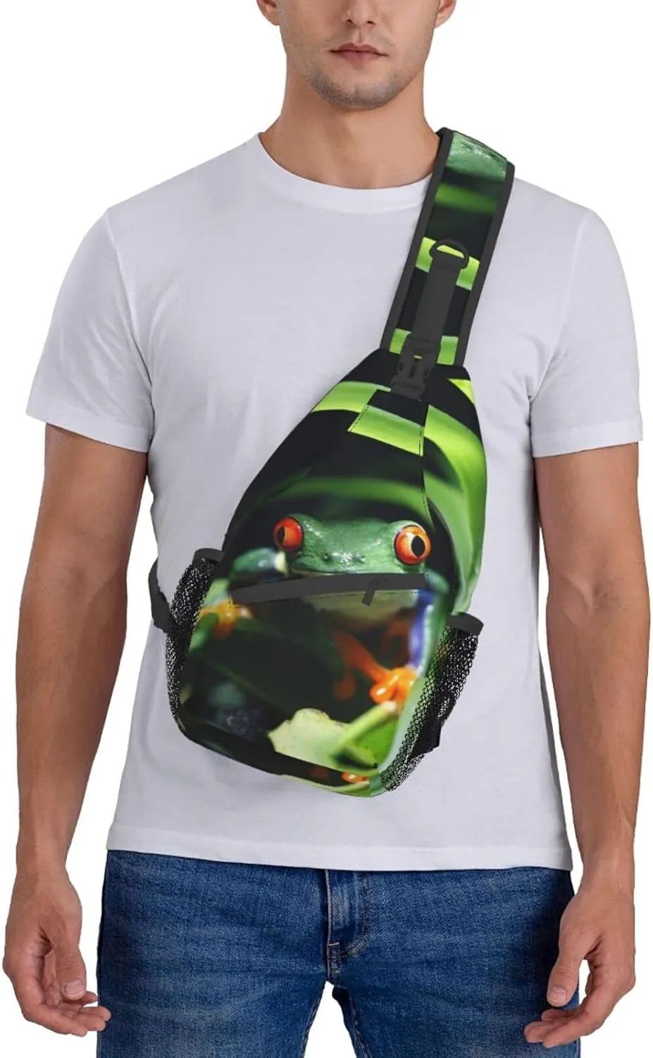 Frog Sling Bag Cute Crossbody Chest Daypack Casual Backpack Animal Shoulder Bag For Travel Picnic