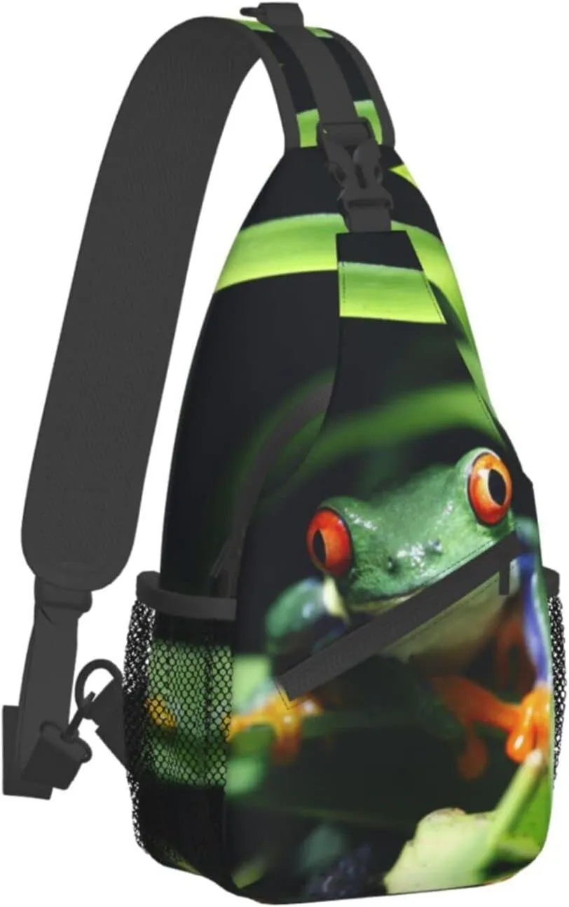 Frog Sling Bag Cute Crossbody Chest Daypack Casual Backpack Animal Shoulder Bag For Travel Picnic