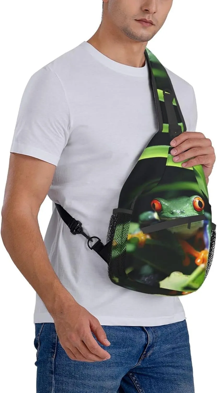 Frog Sling Bag Cute Crossbody Chest Daypack Casual Backpack Animal Shoulder Bag For Travel Picnic