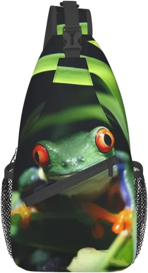 Frog Sling Bag Cute Crossbody Chest Daypack Casual Backpack Animal Shoulder Bag For Travel Picnic