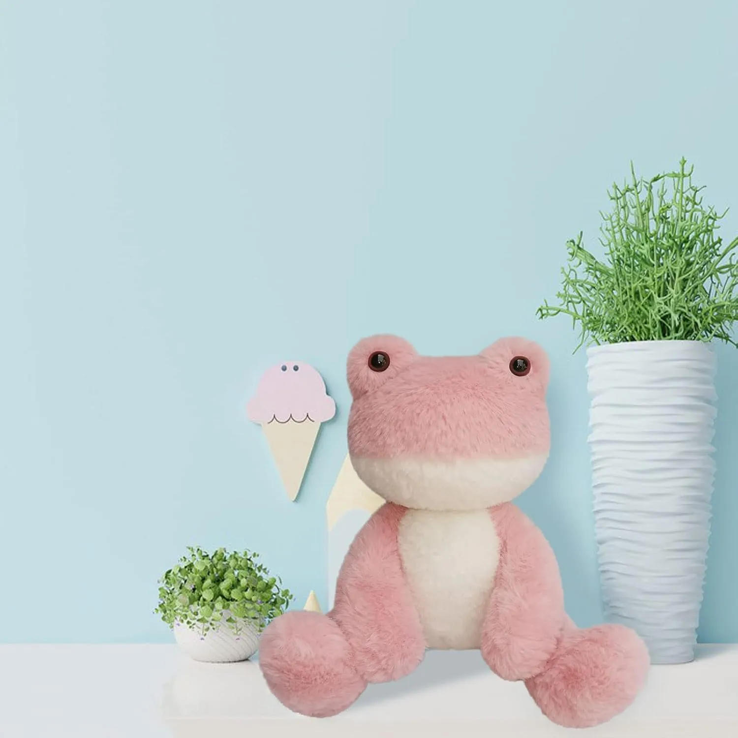 Frog Stuffed Animal, Pink Frog Plush Toy, Soft Cuddly Plushie Hugger Toy for Boys Girls, Gifts for Kids or Girlfriend, 12 Inches