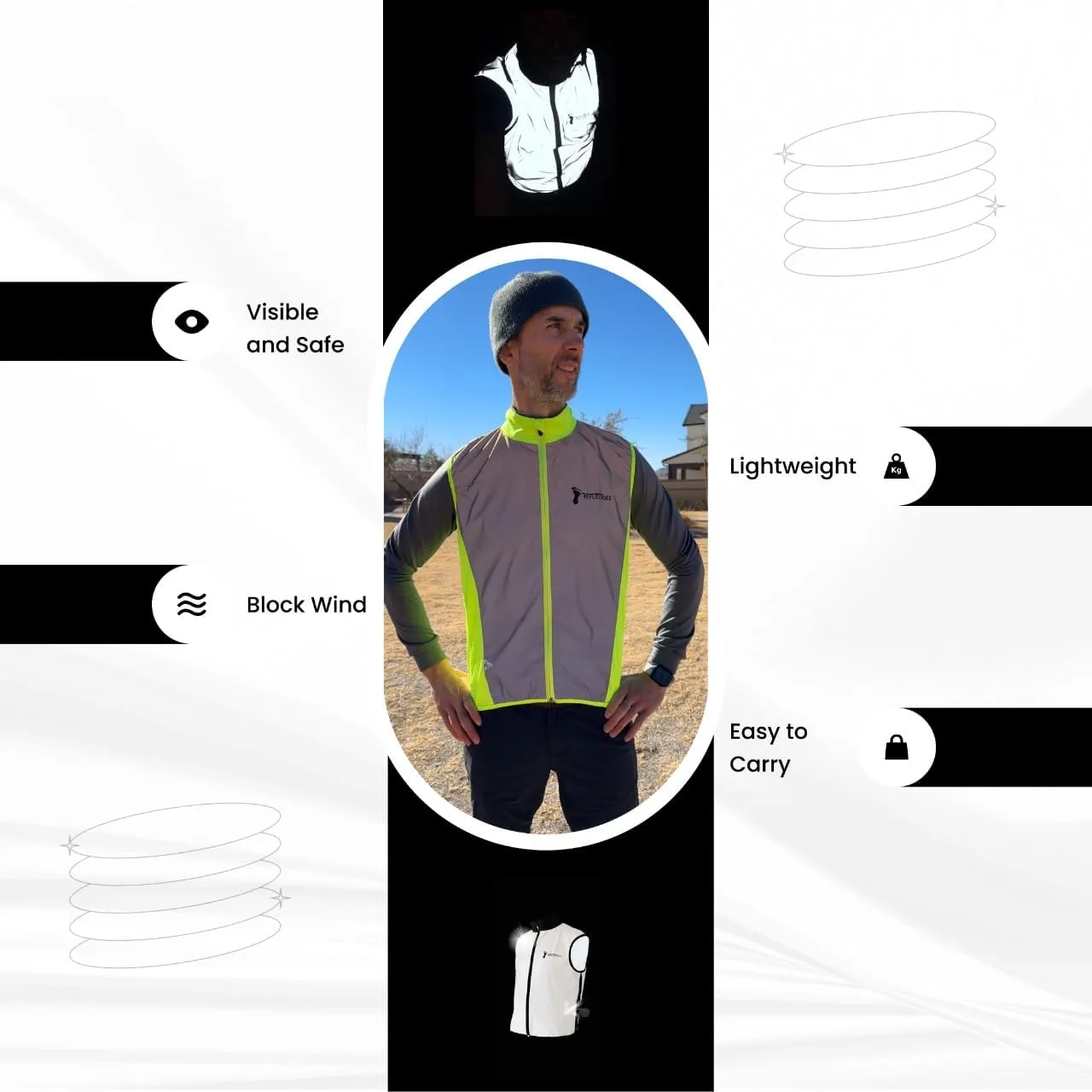 Full Reflective Vest For Night Visibility - Cycling Gilet - Running Vest