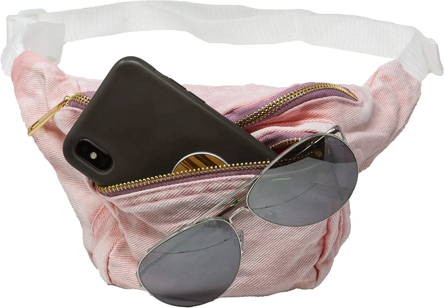 Funny Guy Mugs Premium Jean Fanny Pack - Pink- Retro Denim Acid Wash Jean Fanny Pack