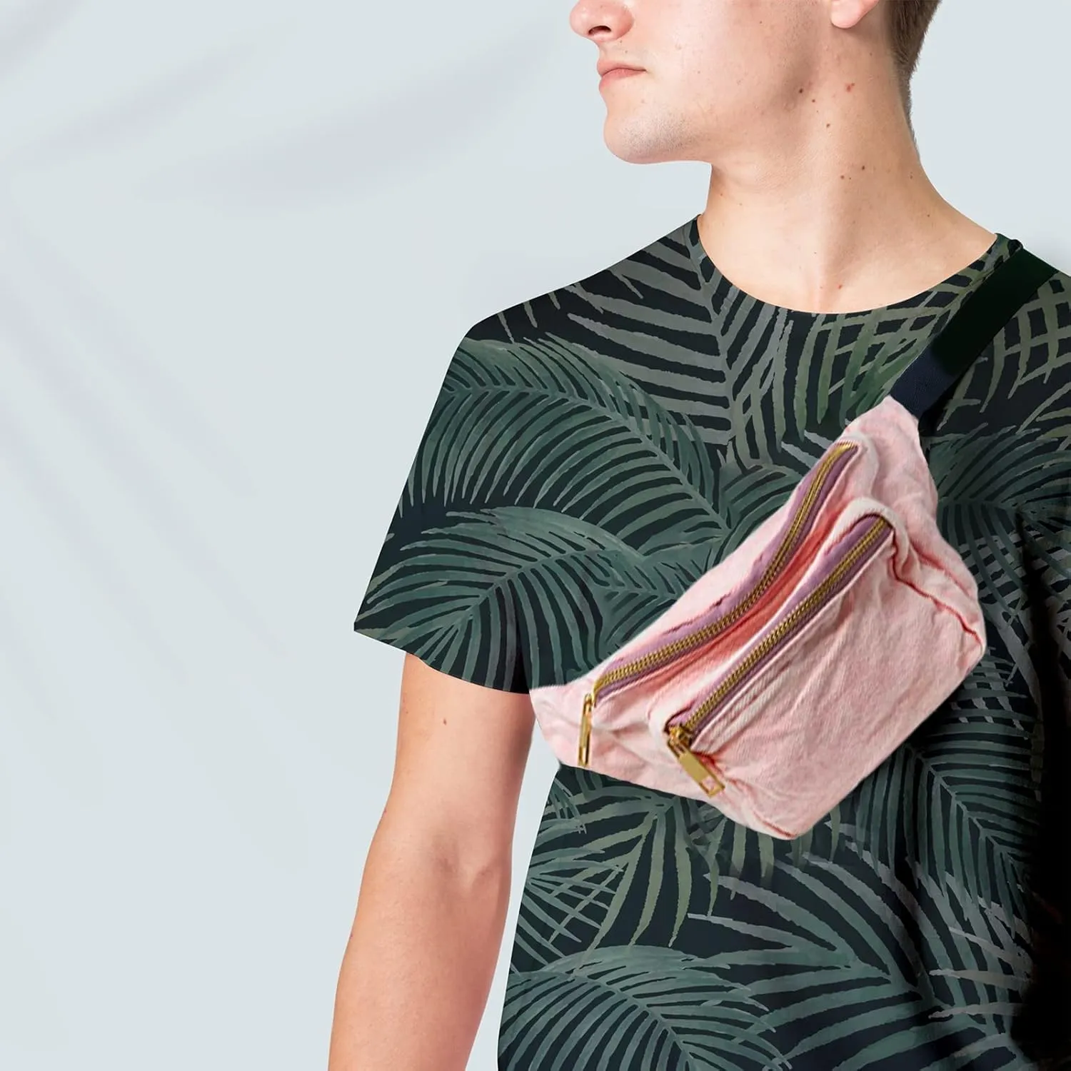Funny Guy Mugs Premium Jean Fanny Pack - Pink- Retro Denim Acid Wash Jean Fanny Pack