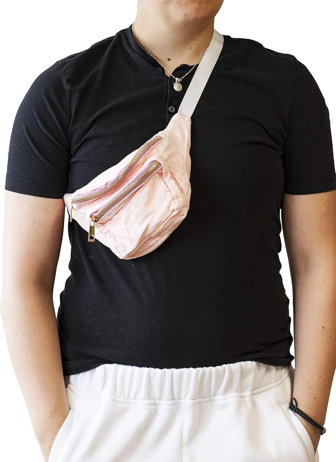 Funny Guy Mugs Premium Jean Fanny Pack - Pink- Retro Denim Acid Wash Jean Fanny Pack