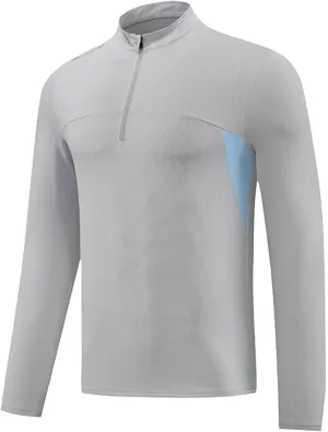 Funny Shirts for Men 2024 Fashion Solid Quarter Zip Breathable Running Athletic Shirt Casual Gym Workout Tee Tops