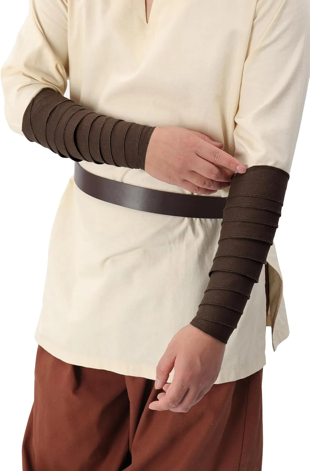 FURPHI Renaissance Arm Wraps Medieval Linen Bracers Vintage Arm Guards Halloween Costume Accessories
