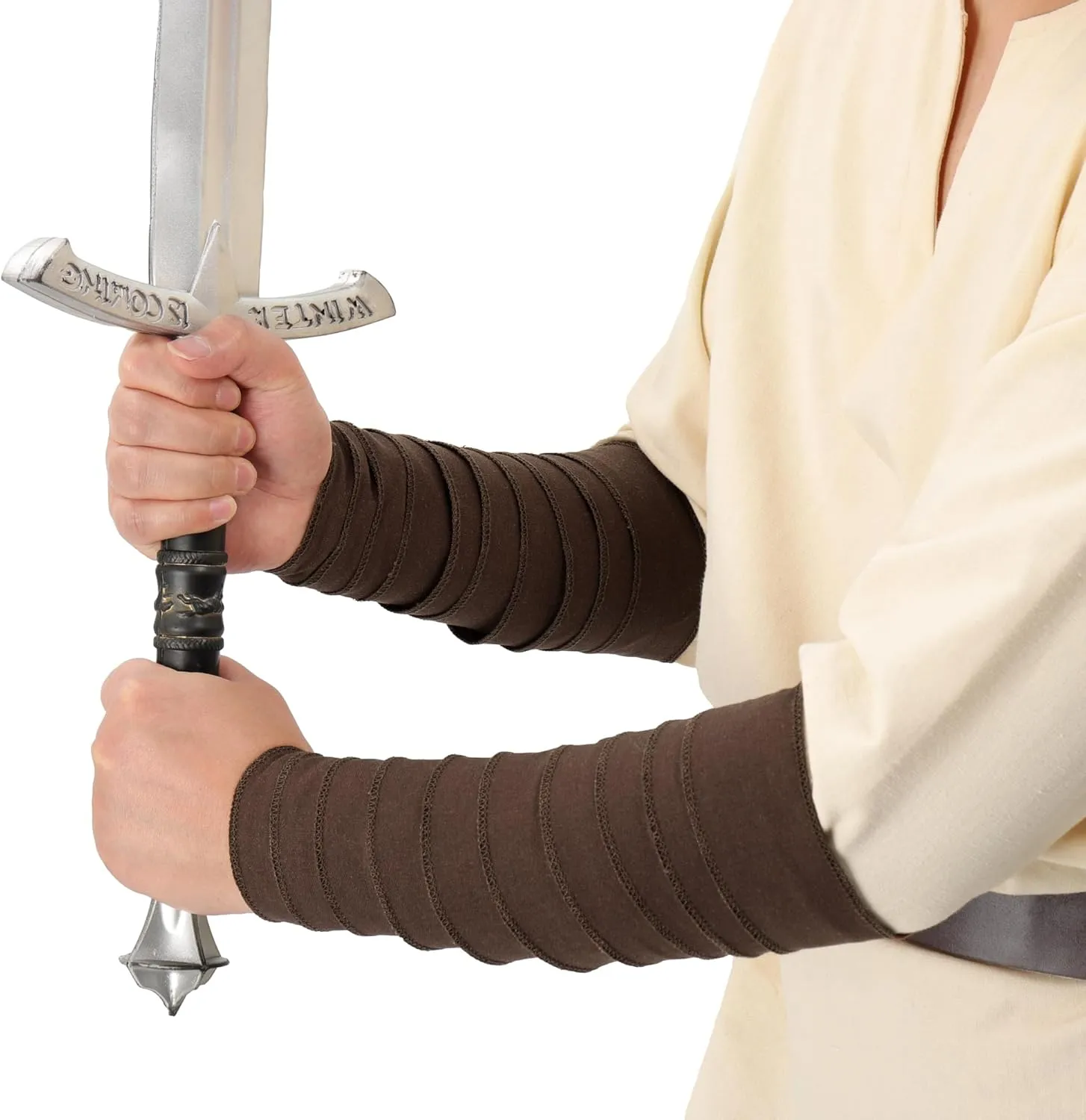 FURPHI Renaissance Arm Wraps Medieval Linen Bracers Vintage Arm Guards Halloween Costume Accessories