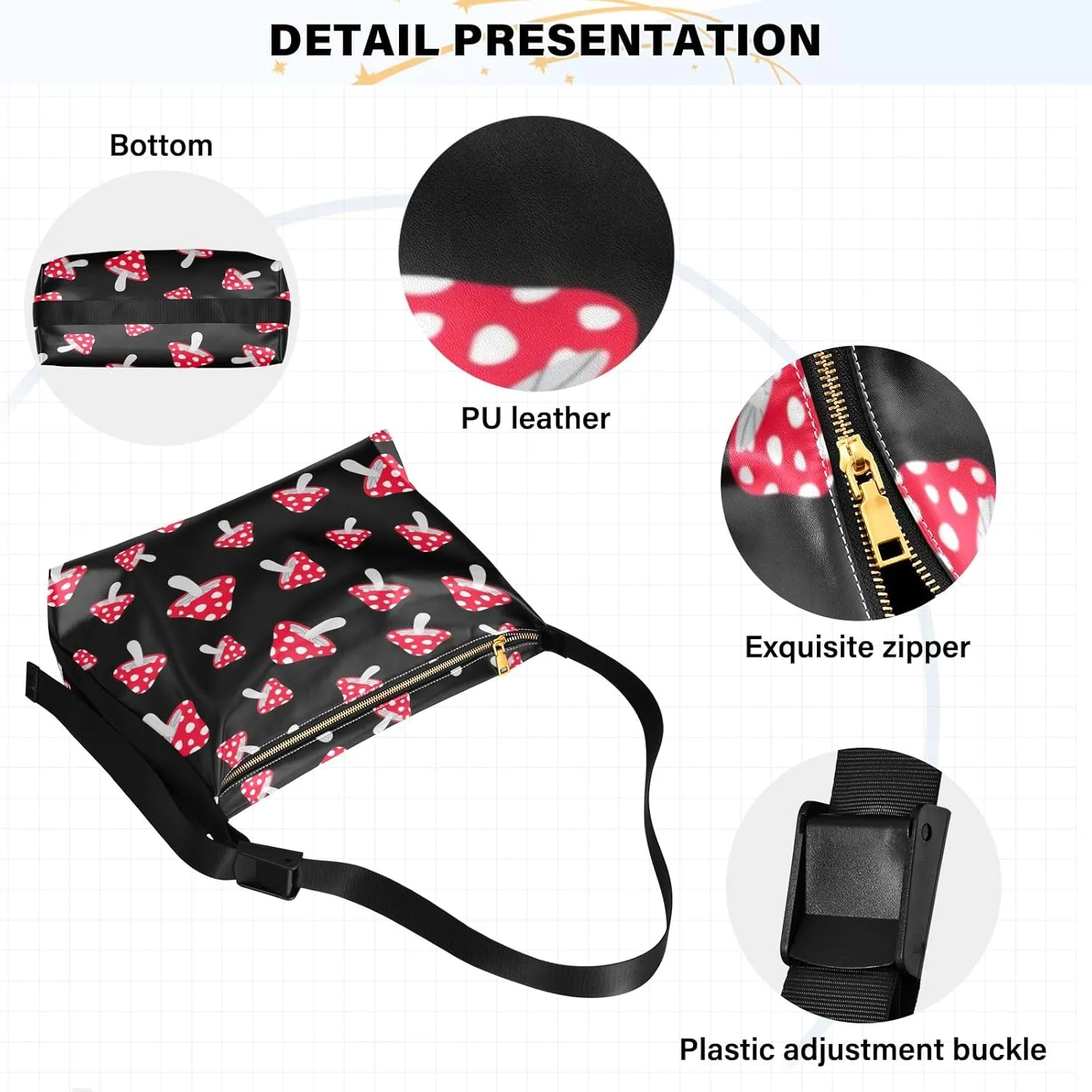 GAIGEO Watercolor Roses Shoulder Bag, Adjustable Shoulder Strap Bag, Leather Bag for Men Shoulder Bag