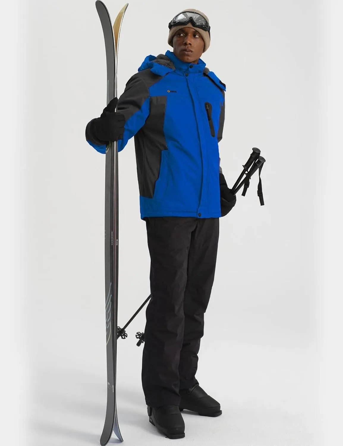 GEMYSE Men's Ski Snow Jacket Warm Winter Waterproof Coat Snowboard Rain Jacket Hooded Windproof Windbreaker