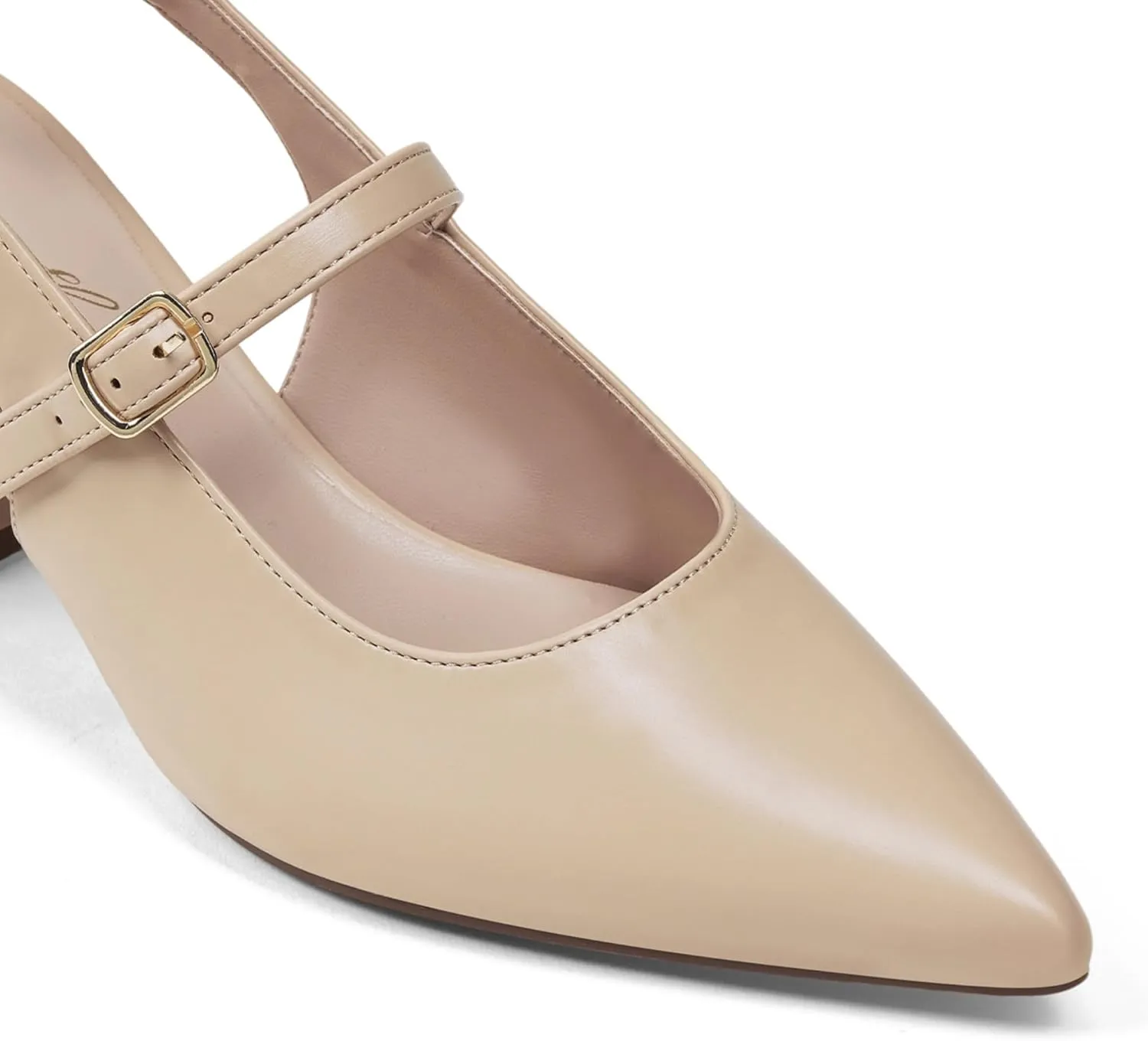 GENSHUO Women’s Slingback Chunky Heels 2.36 Inch Closed Pointed Toe Pumps Low Block Heels for Women Classic Comfort Party Daily Office Shoes