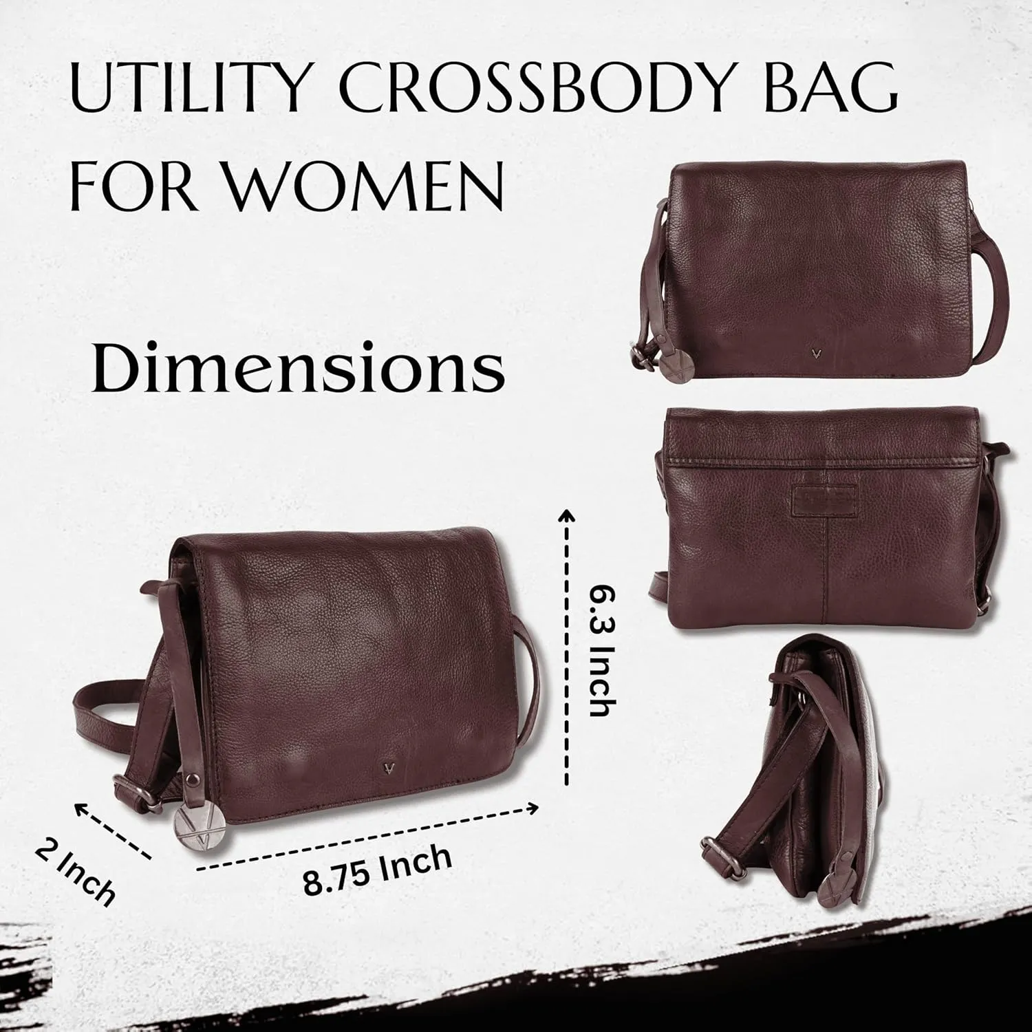 Genuine Italian Leather Small Crossbody Sling Bag – Trendy Casual Office Bag with Adjustable Strap