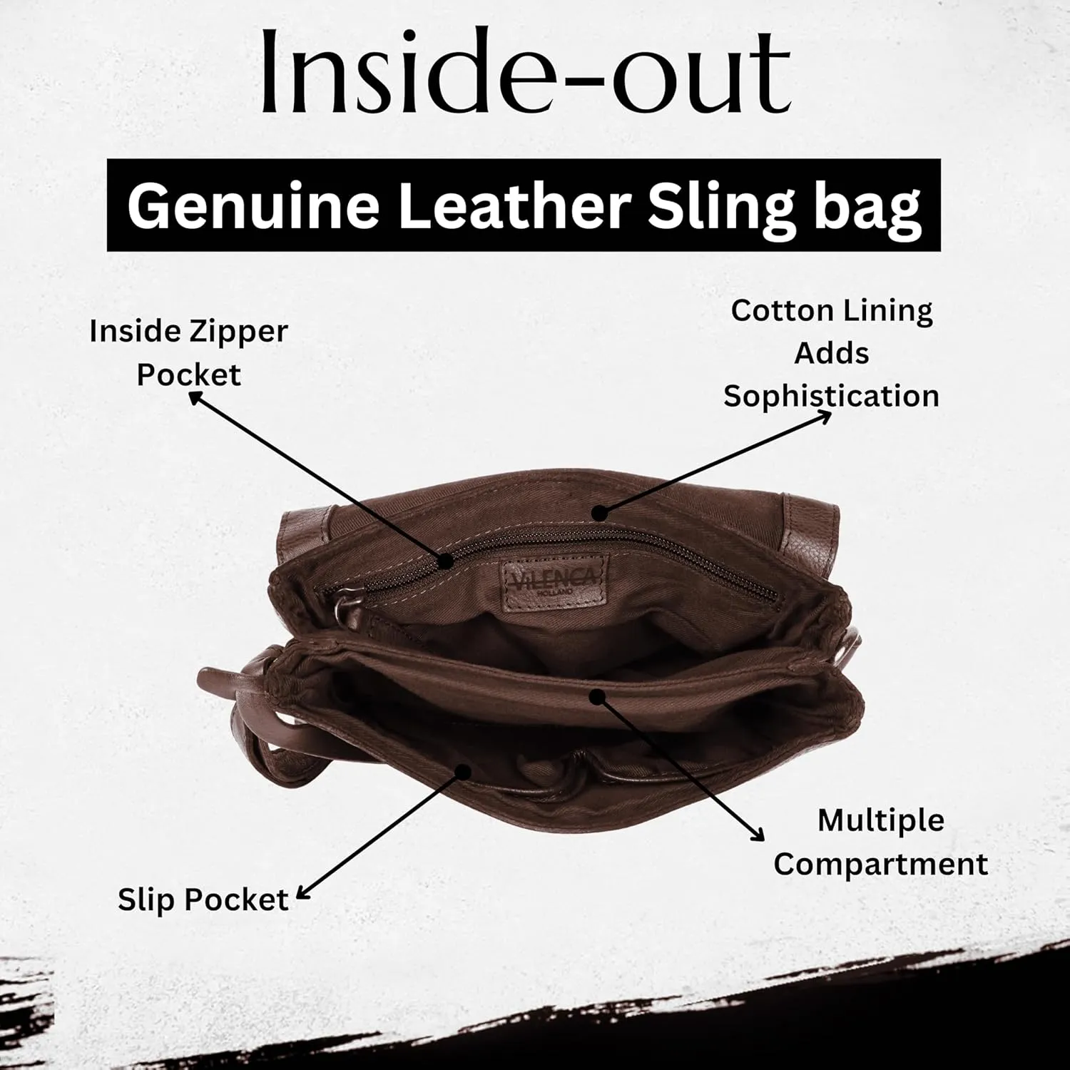 Genuine Italian Leather Small Crossbody Sling Bag – Trendy Casual Office Bag with Adjustable Strap