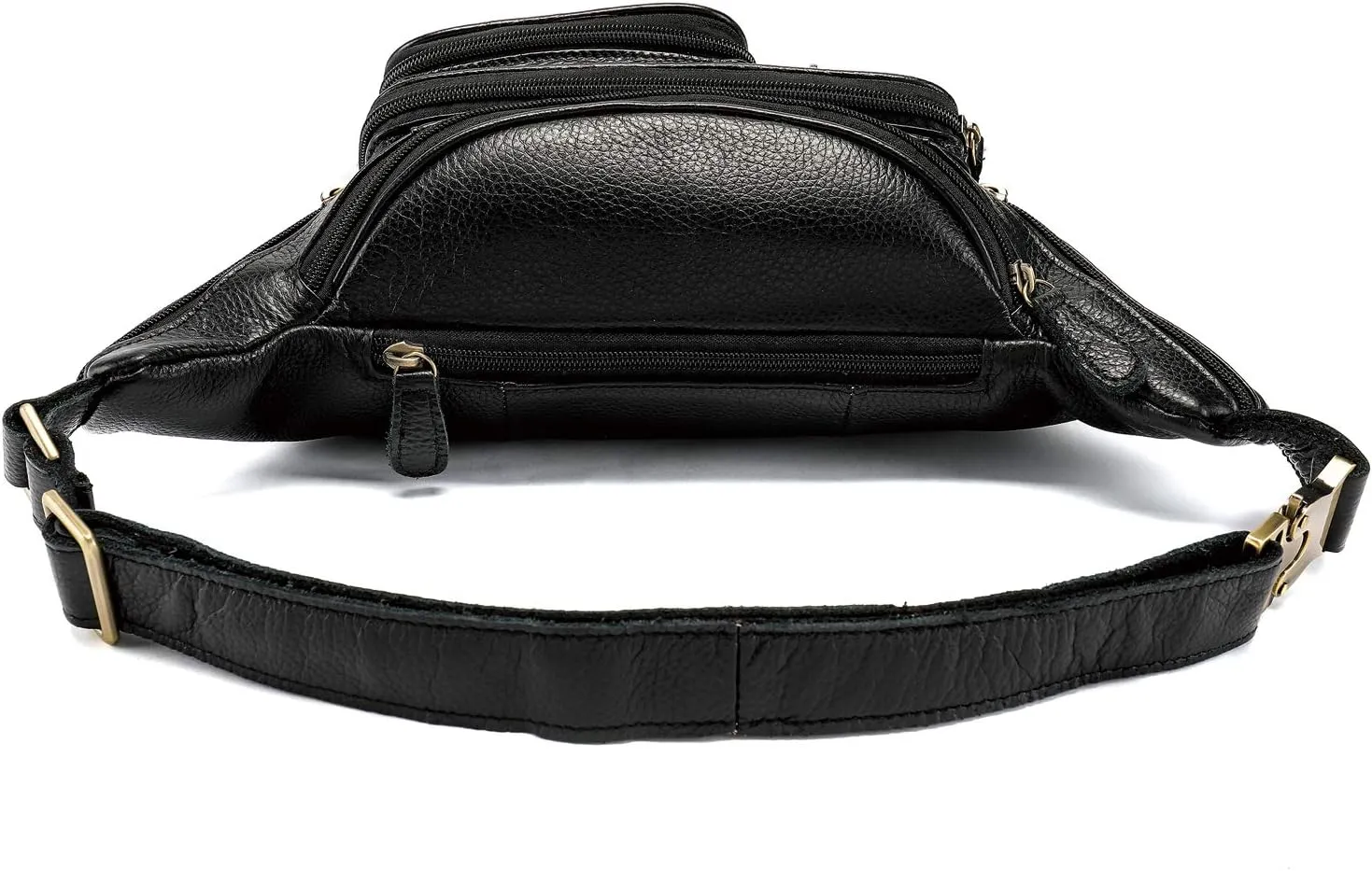 Genuine Leather Large Fanny Pack Waterproof Hip Belt Bag Cowhide Waist Bag Crossbody Sling Backpack Black
