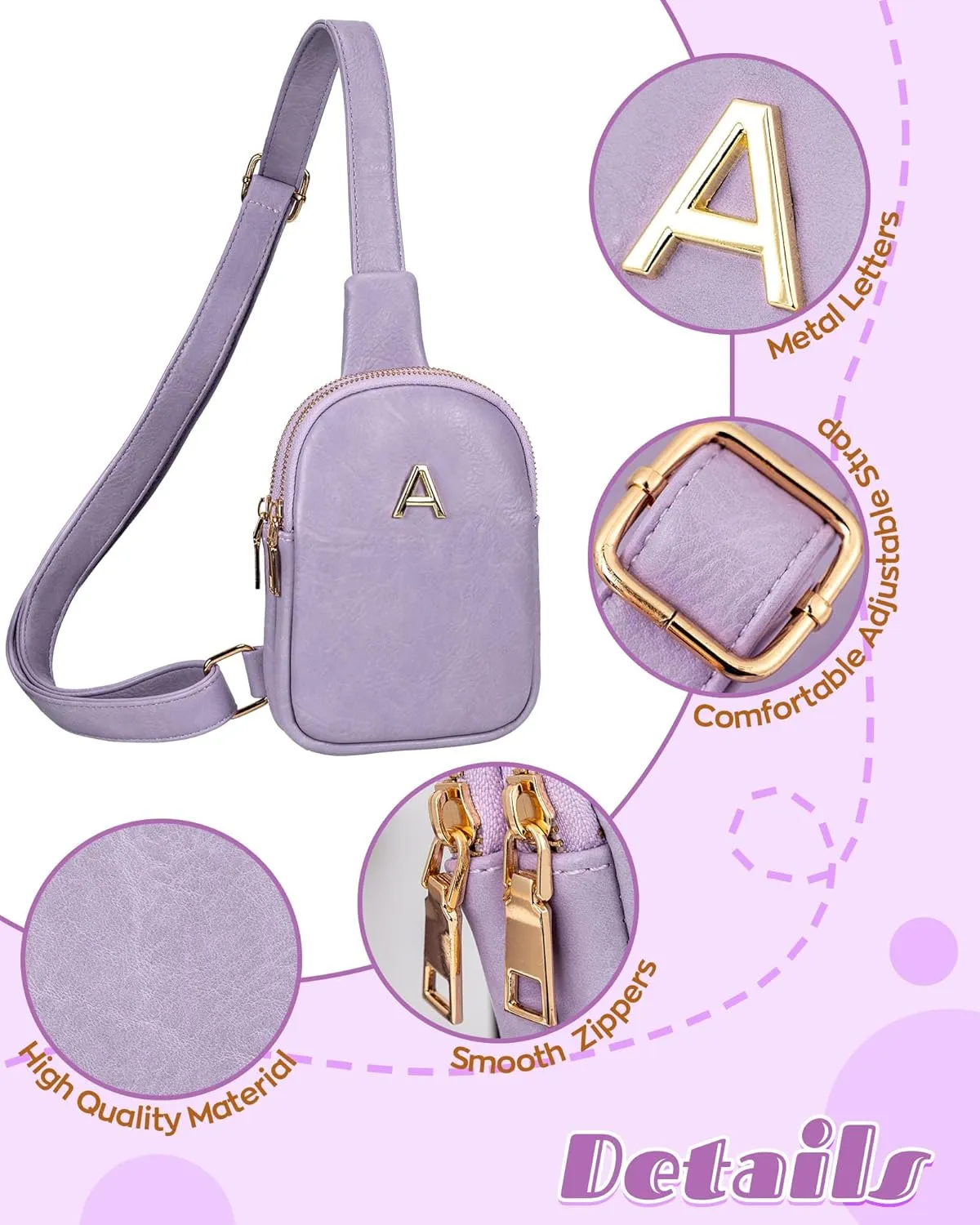 Gifts for 8-10, 11-14, 15-19 Year Old Girls Trendy, Initial Mini Cross Body Bag, Personalized Gifts for Girls, Lightweight Handbags for Women, Travel Shoulder Purse with Adjustable Strap