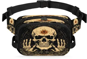 Gilded Mystery Waterproof Unisex Square Fanny Pack, Adjustable Waist Bag with Pockets, Sturdy Lightweight Crossbody Bag for Travel, Running, Hiking (9x6.1x2.5 Inches)