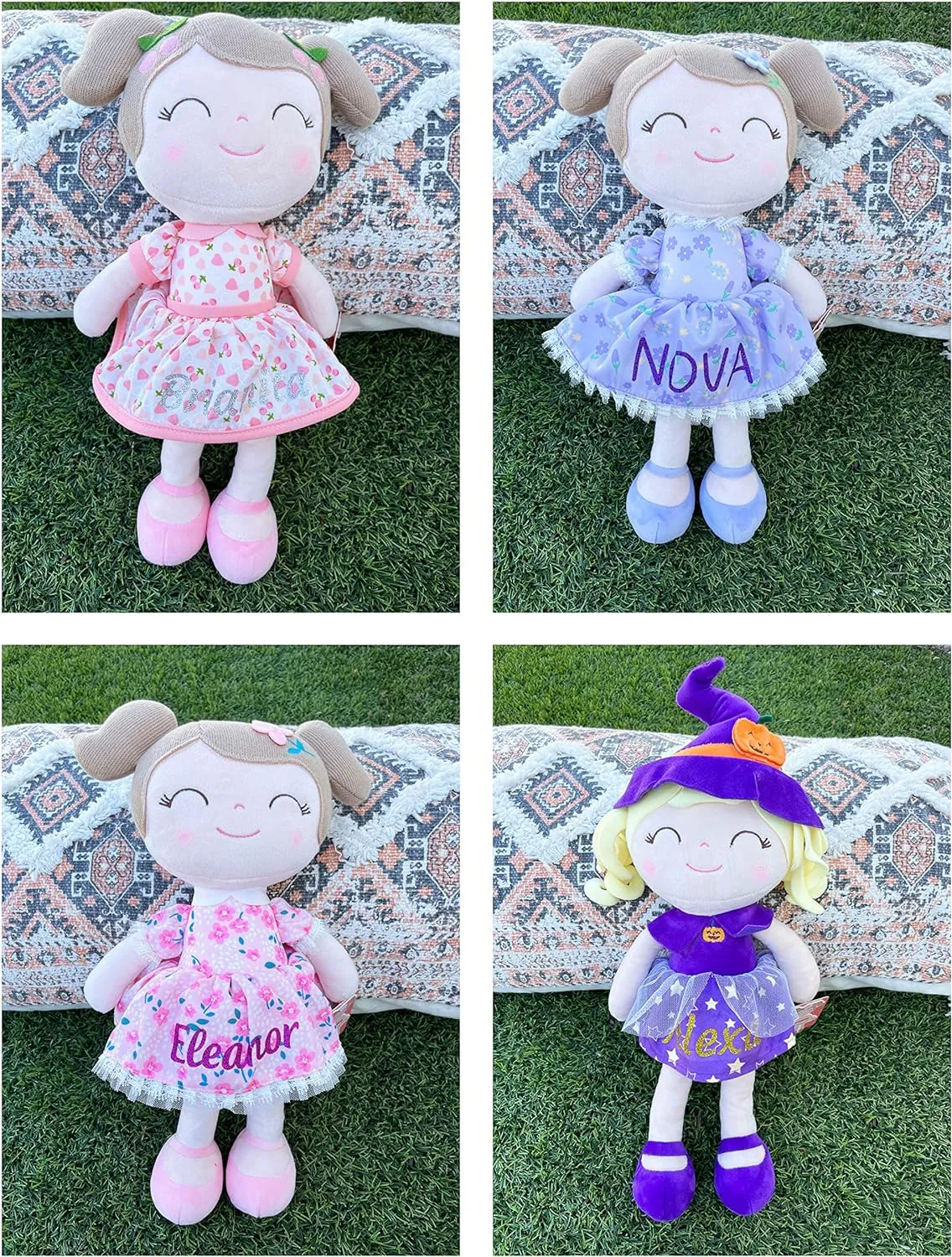 Gloveleya Personalized Doll with Your Name - Cute Pink Cherry Color Custom Soft Plush Doll for Girls Plush Doll Customized Gifts - Muñecas de Trapo Personalizadas para Niñas