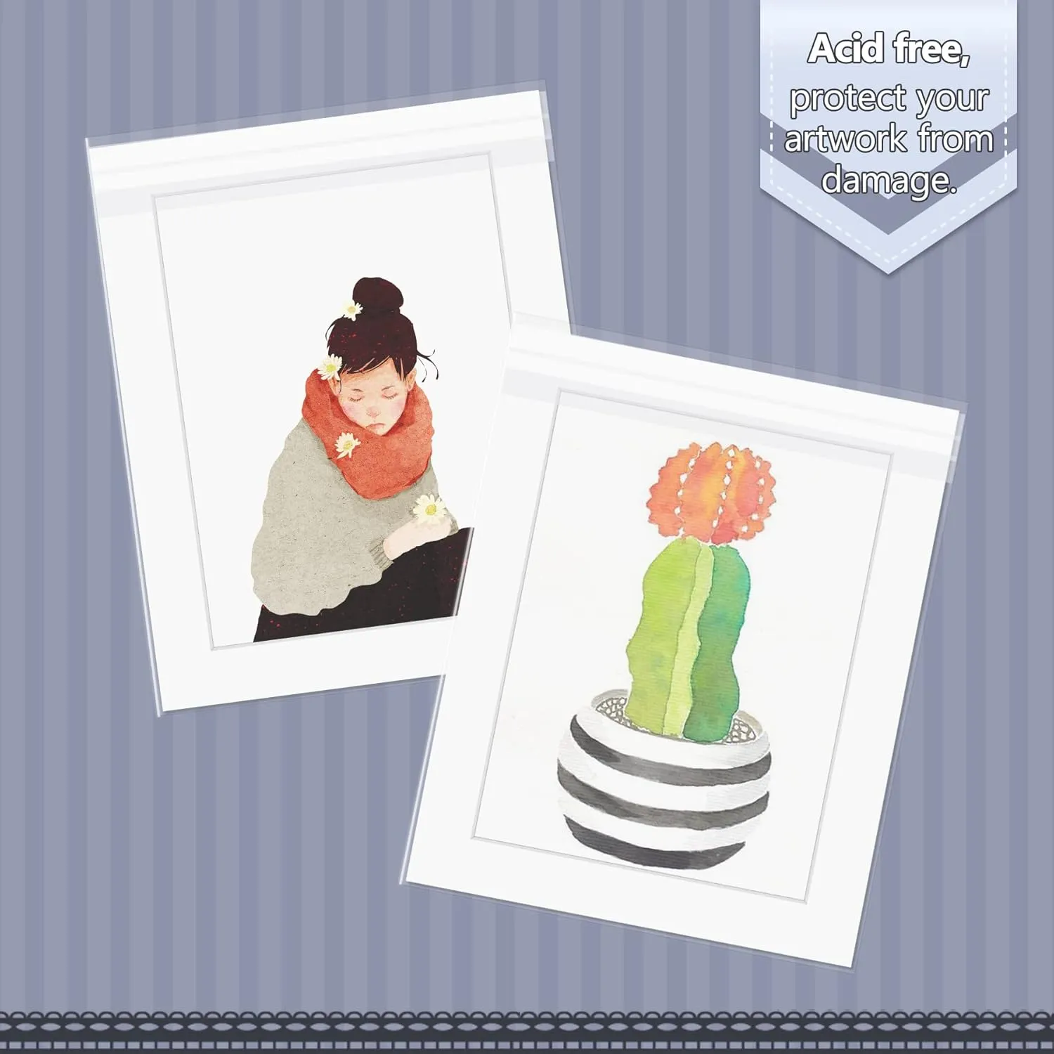 Golden State Art, Pack of 100, Acid-Free Crystal Clear Sleeves Storage Bags for Photo Prints Framing Mats Mattes (Bag Size: 8 3/8 x 10 1/8 inches for 8x10 Mats)