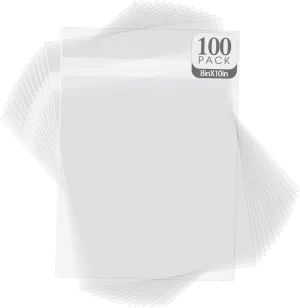 Golden State Art, Pack of 100, Acid-Free Crystal Clear Sleeves Storage Bags for Photo Prints Framing Mats Mattes (Bag Size: 8 3/8 x 10 1/8 inches for 8x10 Mats)