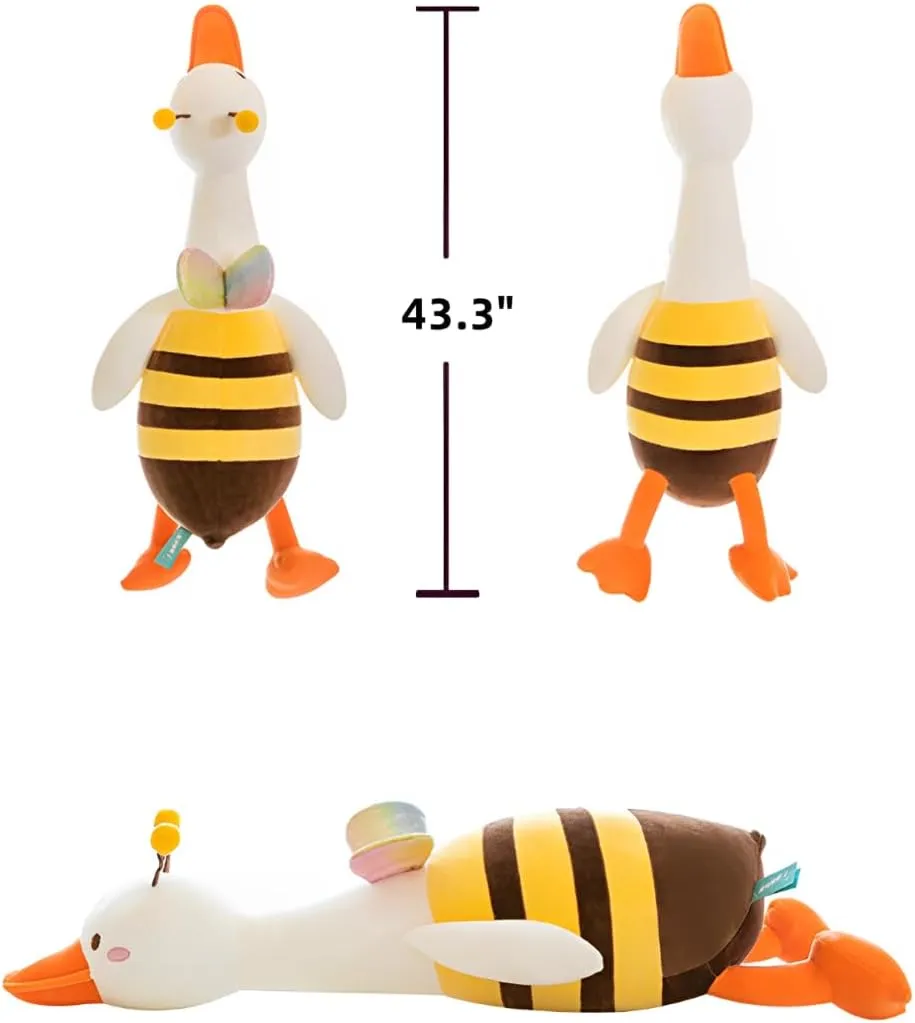Goose Stuffed Animal Pillow Toy,Cute Giant Goose Plush Duck Stuffed Animal Hugging Pillow,Super Soft Swan Stuffed Animal Sleeping Pillow for Kids and Adults. (Colorful, 43.3)