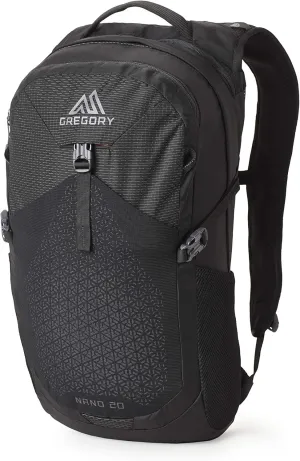 Gregory Nano 20L Unisex Day Hiking/Commuter/Active Travel Backpack, Breathable Backpanel, Hydration Port, One Size Fits All, Obsidian Black