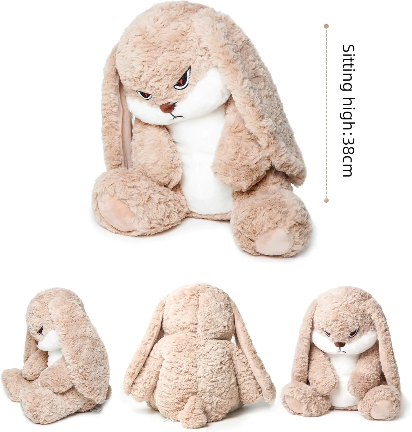 Grumpy Bunny Stuffed Animal, 19.6" Plush Rabbit Stuffed Animals with Floppy Ears, Cuddly Soft Plush Toys Huggable, Perfect for a Gift