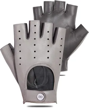 GSG Women Fingerless Leather Gloves - Driving Motorcycle Biker Gloves - Unlined Half Finger