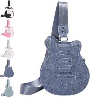 Guitar Shaped Shoulder Bag for Women, Fashion Rock Music Crossbody Bag, Cute Rivet Creative Handbag